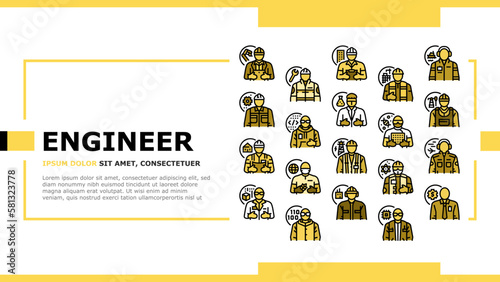 engineer technology work man landing header vector