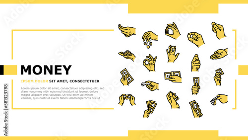 money cash payment dollar finance landing header vector