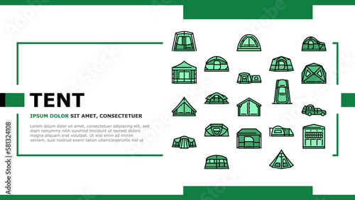 tent vacation travel tourism landing header vector