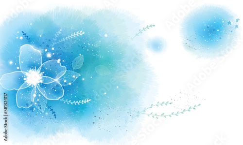 abstract blue shining mystic flower pattern watercolor art vector background