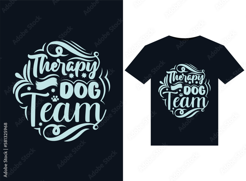 Therapy Dog Team illustrations for print-ready T-Shirts design