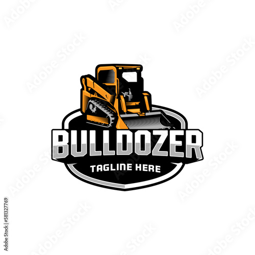 Yellow bulldozer heavy equipment logo badges
