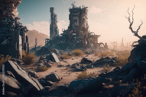 Explore the Intricate Details of an Insane Post-Apocalyptic Wasteland in Unreal Fototapet