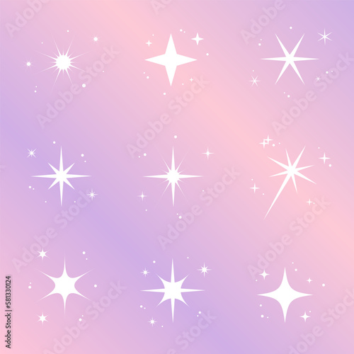 white sparkle star on pink gradient background, Sparkling stars. a star and glittering element.