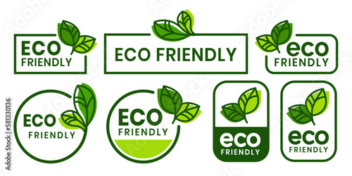 Set of eco friendly icons. Ecologic food stamps. Organic natural food labels.