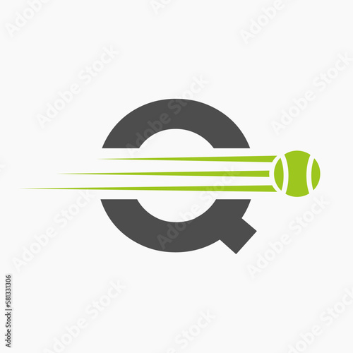 Initial Letter Q Tennis Logo. Tennis Sports Logotype Symbol