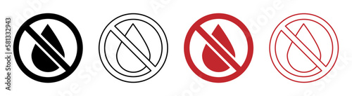 No waterproof graphic vector warning sign collection