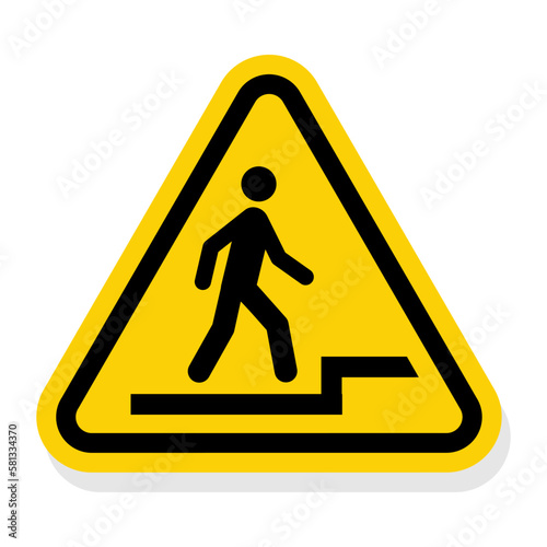ISO Warning Sign: Watch Step Down Warning Symbol