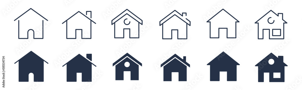 Home, house icons. Editable stroke. Vector graphic illustration. For website design, logo, app, template, ui, etc. Home, house icons. Editable stroke. Vector graphic illustration. For website design, logo, app, template, ui, etc.