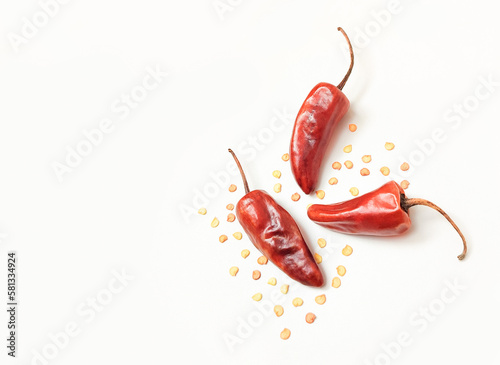dried chili called chile costeño or bandeño with copy space