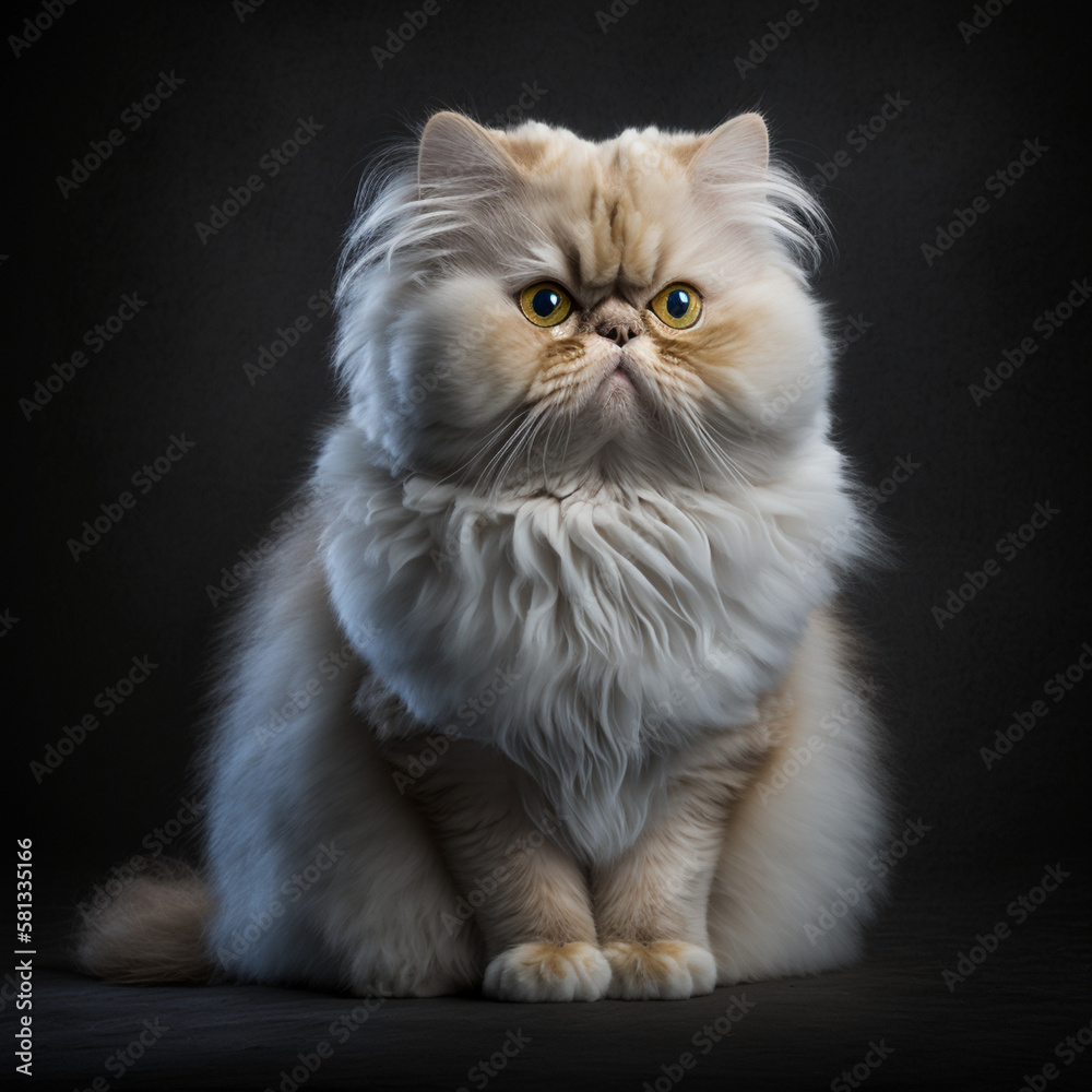 persian cat on black background - generative ai