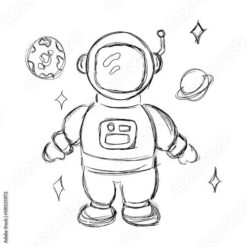 astronaut spaceman sketch vector illustration for kids child design