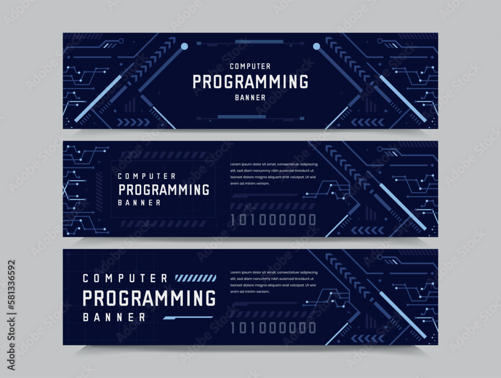 computer programming banner design, banner design for software, vector ...