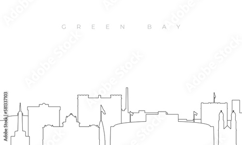 Outline Green Bay skyline. Trendy template with Green Bay buildings and landmarks in line style. Stock vector design.