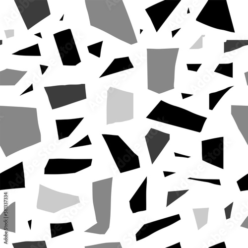 Black seamless terazzo pattern with mosaic in venetian style
