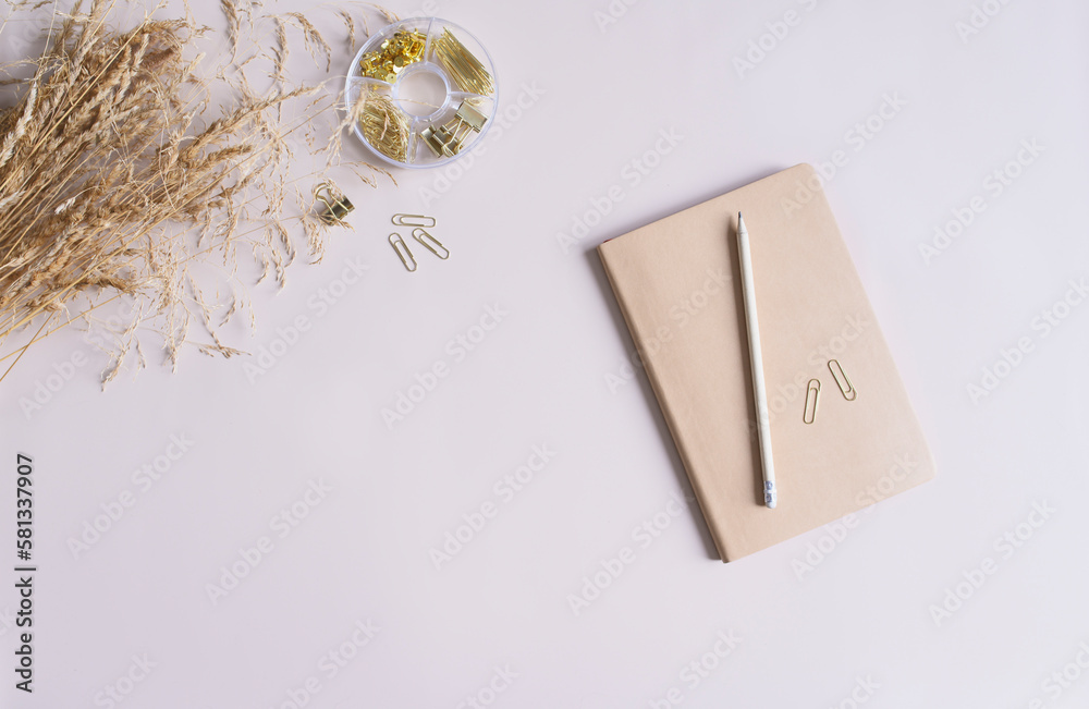 aesthetic minimalist workspace. Home office, blog, social media concept