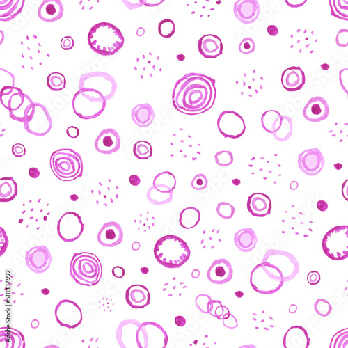 seamless pattern on white background watercolor pink circles