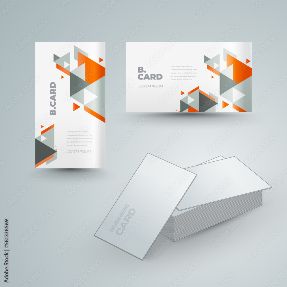 Business cart set vertical and horizontal design template geometric triangles actions theme vector Business cart set vertical and horizontal design template geometric triangles actions theme vector