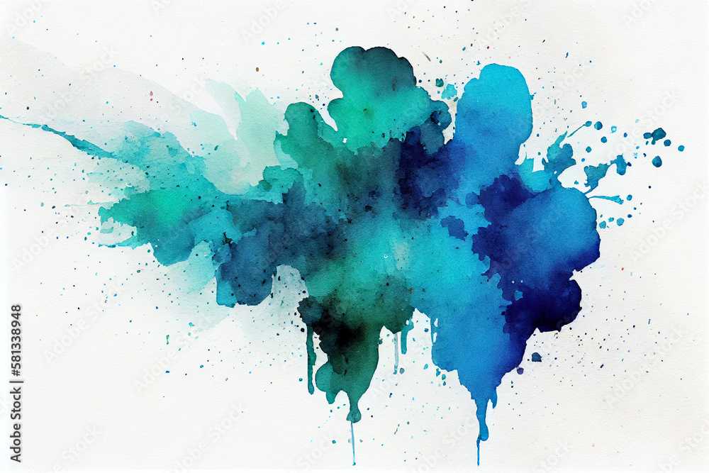 blue and green watercolor splashes