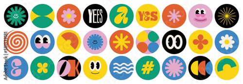 Obraz na płótnie Naive playful abstract shapes sticker pack
