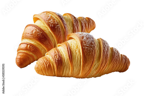 Croissants on isolated transparent background, png. Generative AI