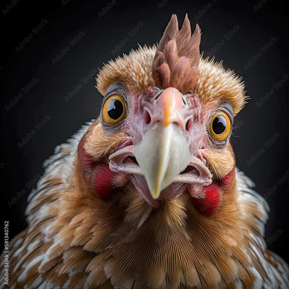 Funny chicken taking a selfie created with Generative AI technology