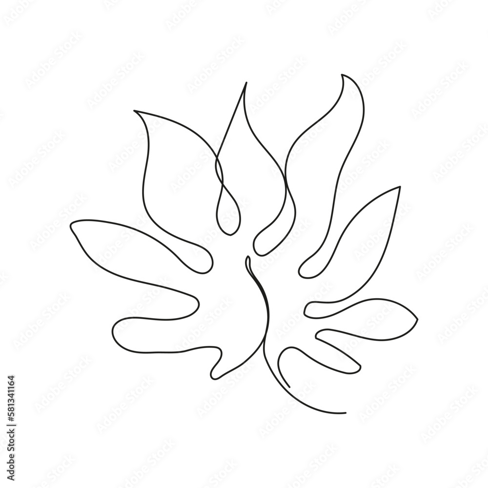 Philodendron elegant leaf line art. Outline drawing tropical leaf. One continuous line decorative exotic foliage. Vector icon, logo template Philodendron elegant leaf line art. Outline drawing tropical leaf. One continuous line decorative exotic foliage. Vector icon, logo template