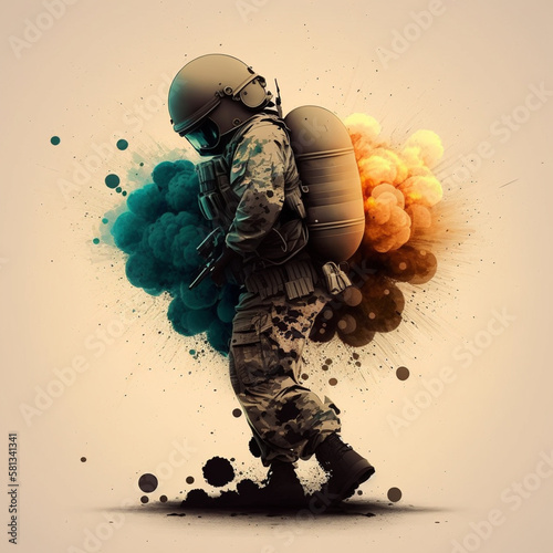 Leinwand Poster British special forces soldier with weapon take part in military maneuver