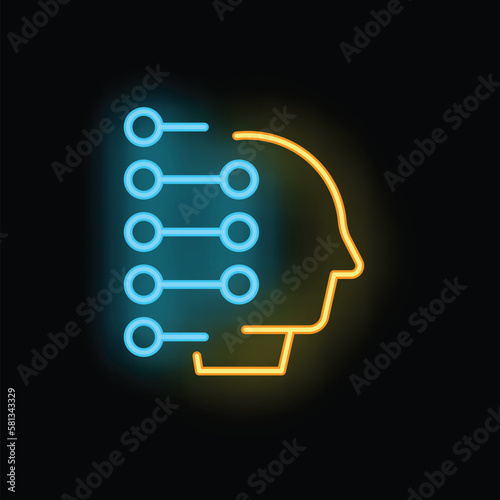 Digital burnout icon outline vector. Work stress. Sad busy neon color isolated on black © ylivdesign