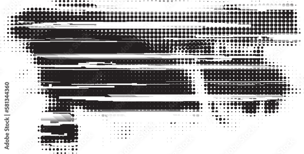 Glitch distorted grungy isolated banner . Design element for brochure ...