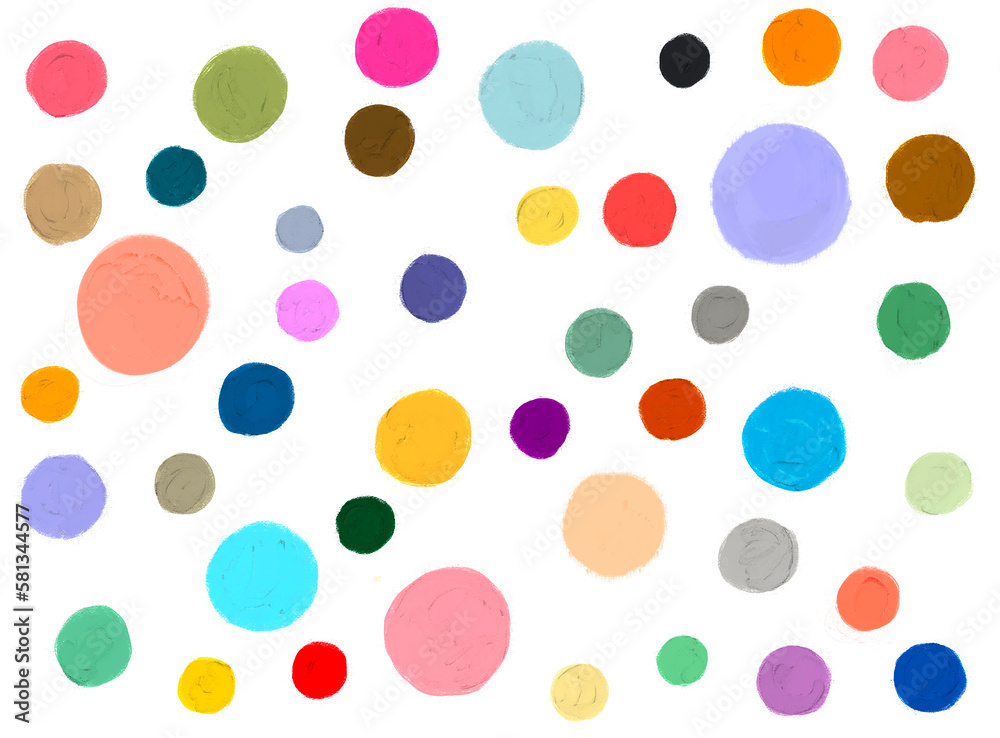 Colorful Dots Pattern Design Isolated PNG Color Circle Oil Pastel Crayon Texture Set
