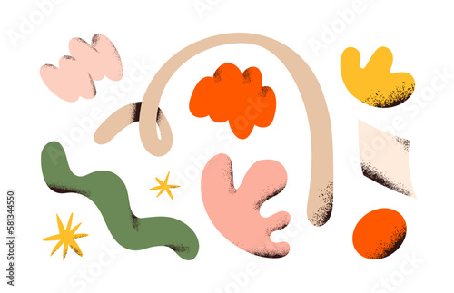 Abstract organic creative shapes set. Irregular doodle design elements, decorative flowing fluid cliparts, smooth liquid figures. Modern flat graphic vector illustration isolated on white background