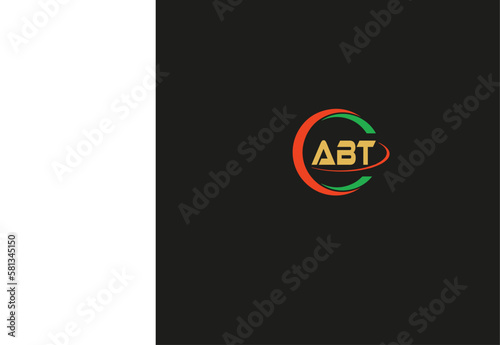 ABT Letter nature logo design on black background. ABT creative initials lettercircle logo concept . ABT letter design.