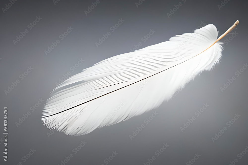 AI generated image of a single isolated white feather. A white feather is a symbol of peace, purity and innocence AI generated image of a single isolated white feather. A white feather is a symbol of peace, purity and innocence