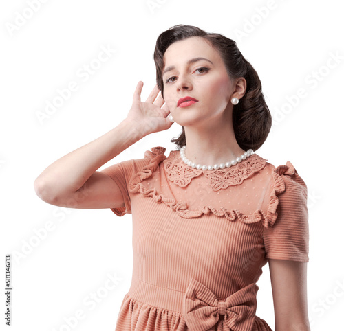 Tablou pe pânză Beautiful charming vintage style woman