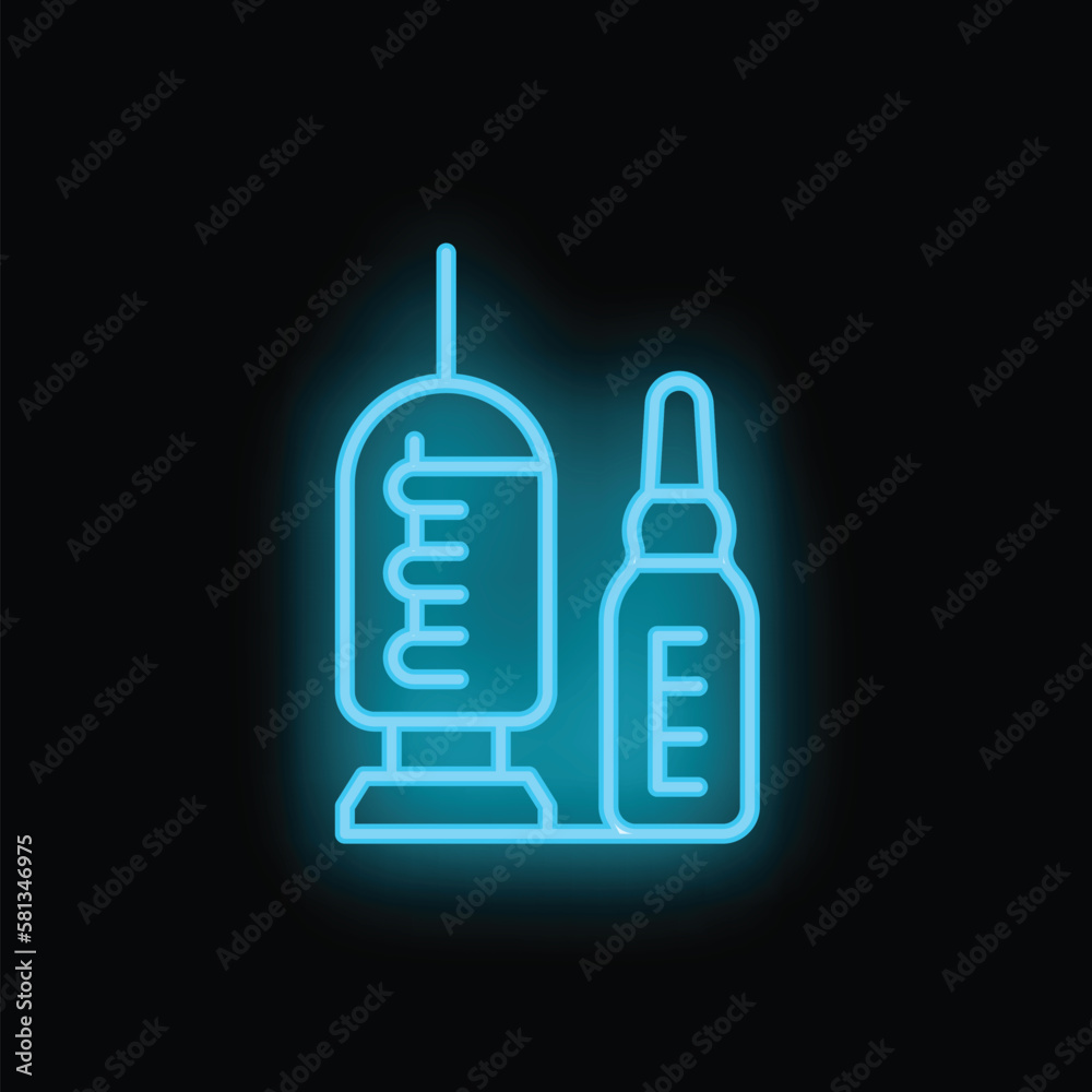 Medical syringe icon outline vector. Office job. Overload stress neon color isolated on black Medical syringe icon outline vector. Office job. Overload stress neon color isolated on black