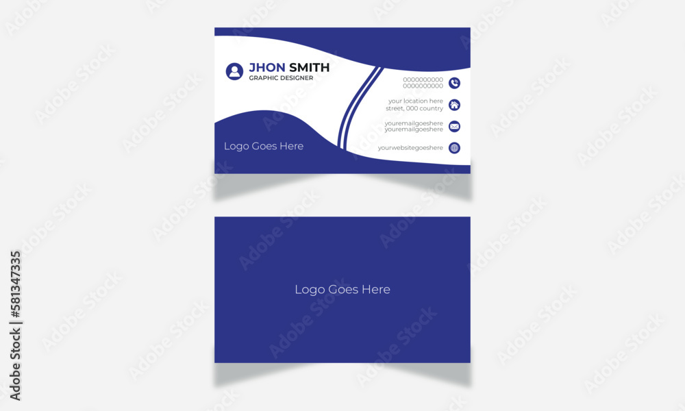 business card template blue business template-  Design  Double-sided business card With Creative Design 