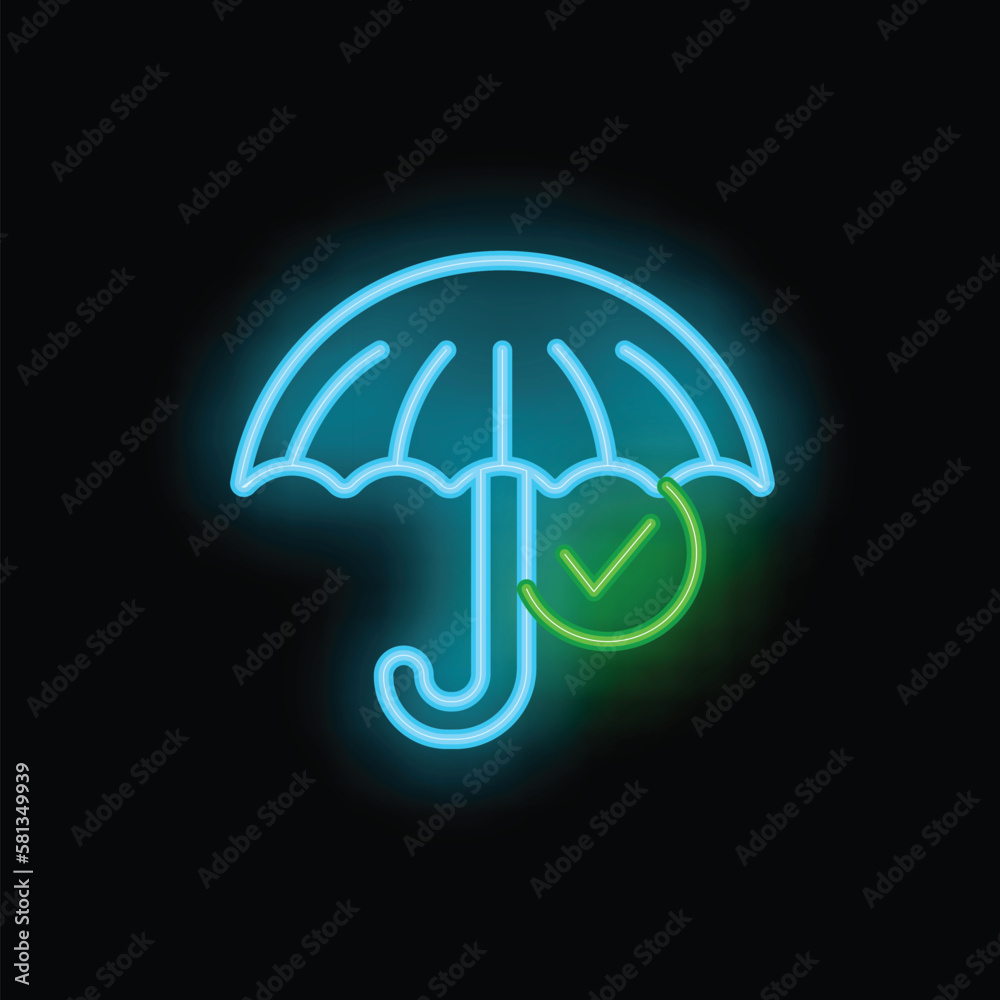 Umbrella care icon outline vector. Medical care. Finance service neon color isolated on black Umbrella care icon outline vector. Medical care. Finance service neon color isolated on black