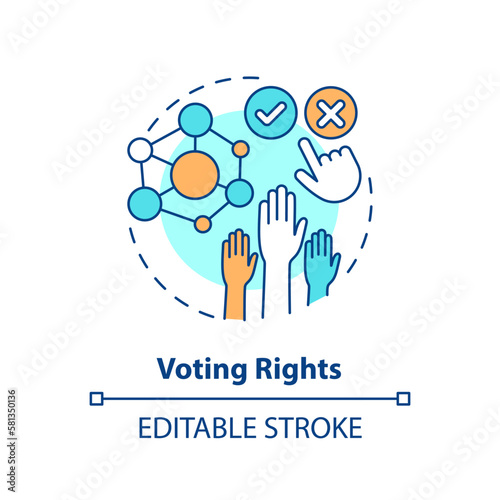 Voting rights concept icon. Cooperative network management. DAO element abstract idea thin line illustration. Isolated outline drawing. Editable stroke. Arial, Myriad Pro-Bold fonts used