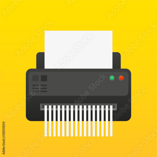 Paper Shredder Machine. Paper shredder confidential icon and private document office information protection. Vector illustration