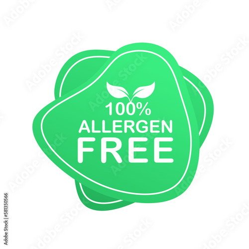 Sticker for non allergenic products and hypoallergenic materials, symbols of packaging of safe products. Allergen free rubber stamp. Vector illustration