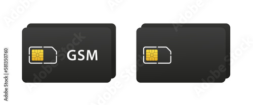 SIM Mobile connection. Mobile phone icon microcircuit. Sim Card isolated 3d gsm design. Mobile communication technology symbol. Vector illustration