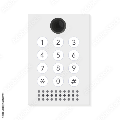 Intercom guard icon cartoon vector. Video door. Alarm camera. Modern intercom with a white camera on a transparent on a white background. Device for home security. Vector illustration