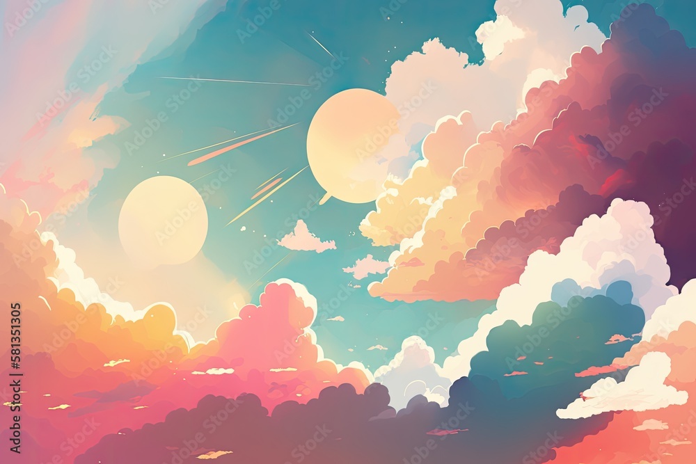sun and cloud background with a pastel colored. Generative AI