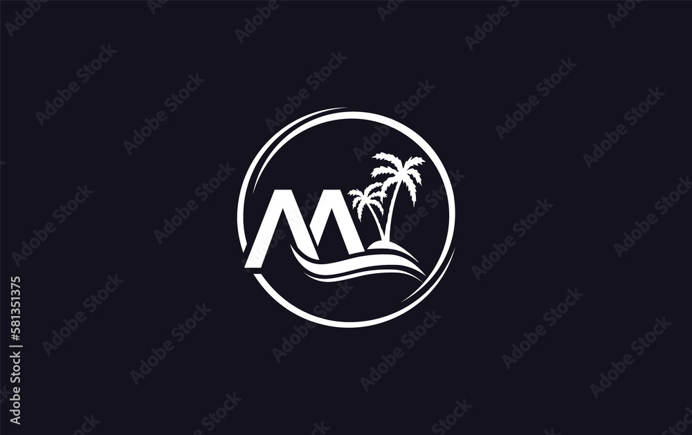 Nature water wave and beach tree logo design with the letters and alphabets Nature water wave and beach tree logo design with the letters and alphabets