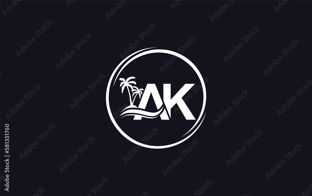 Nature water wave and beach tree logo design with the letters and alphabets Nature water wave and beach tree logo design with the letters and alphabets