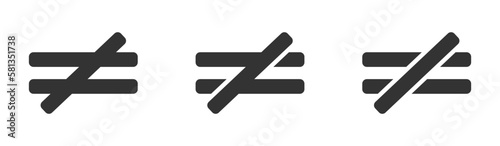 Not equal to vector icons set