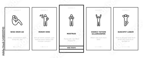 stickman man people silhouette onboarding icons set vector