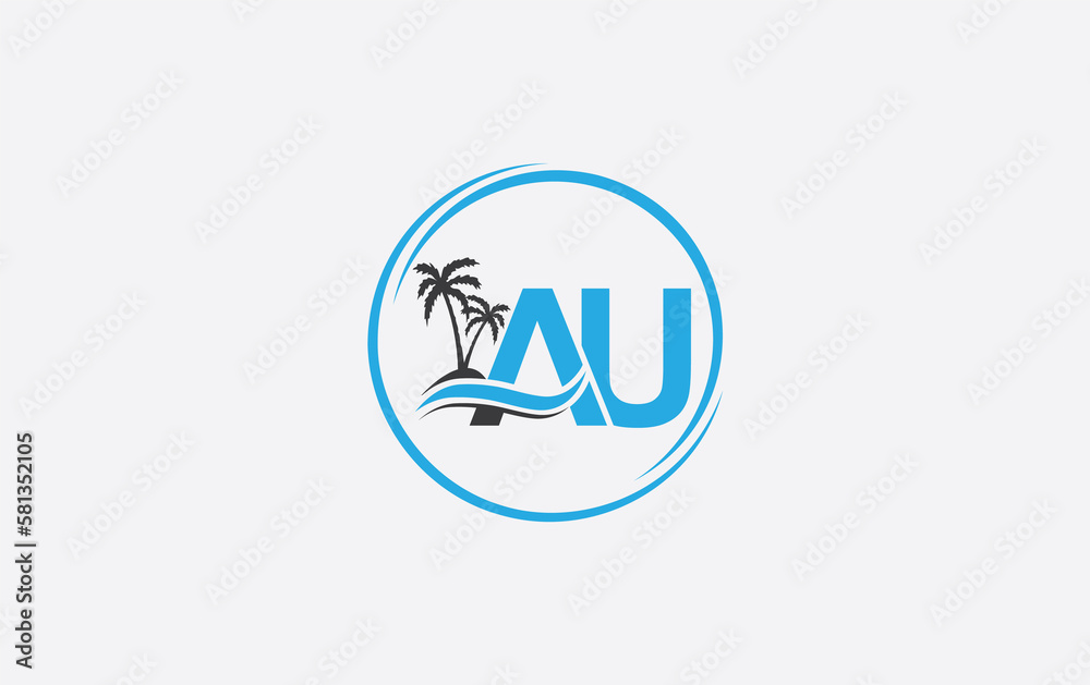 Nature water wave and beach tree logo design with the letters and alphabets Nature water wave and beach tree logo design with the letters and alphabets