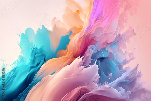 Liquid multicolored abstract background, thick paints. Generative AI